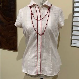 Shirt with red polka dots